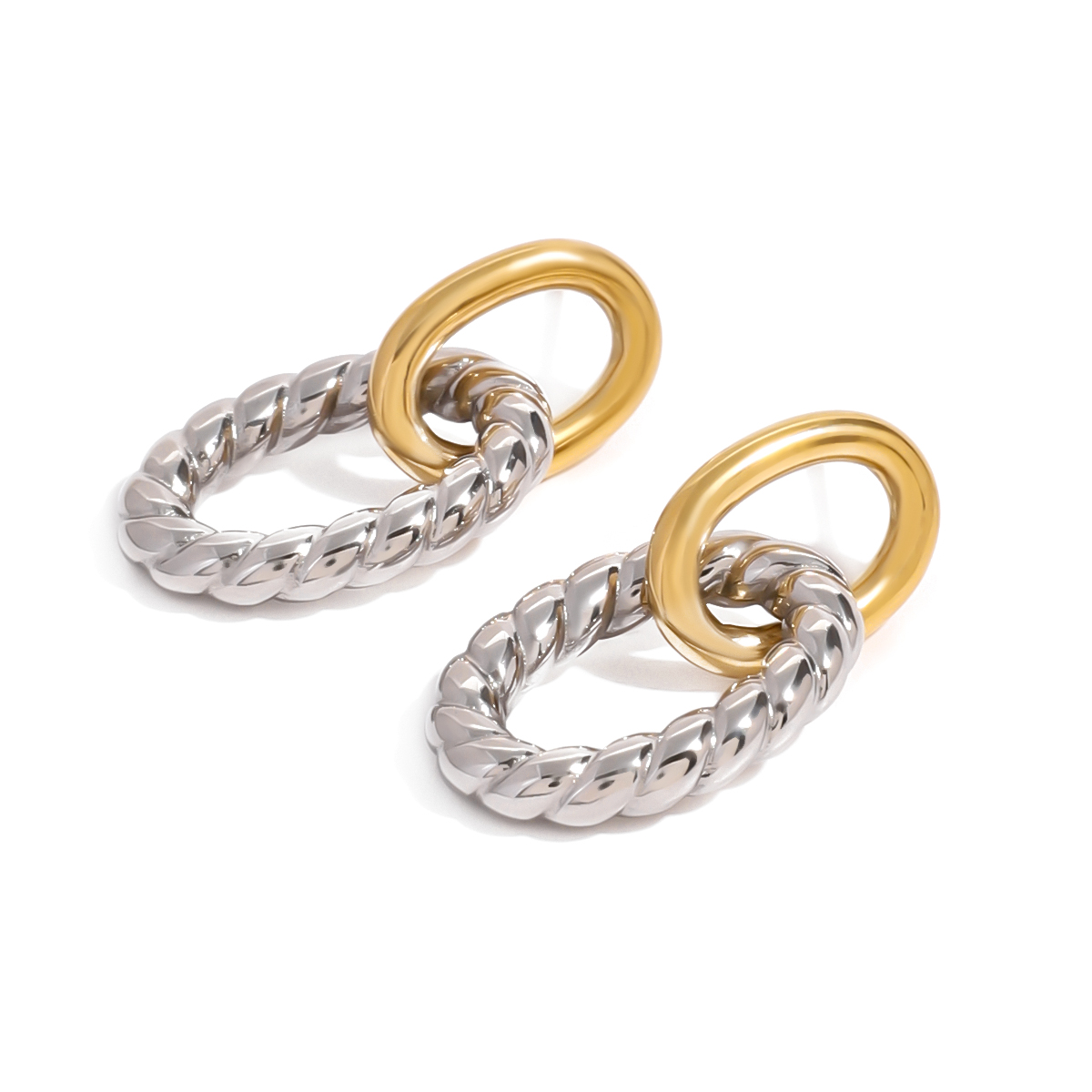 1 paire de boucles d'oreilles pour femme en acier inoxydable plaqué or 18 carats de la série Simple h5 